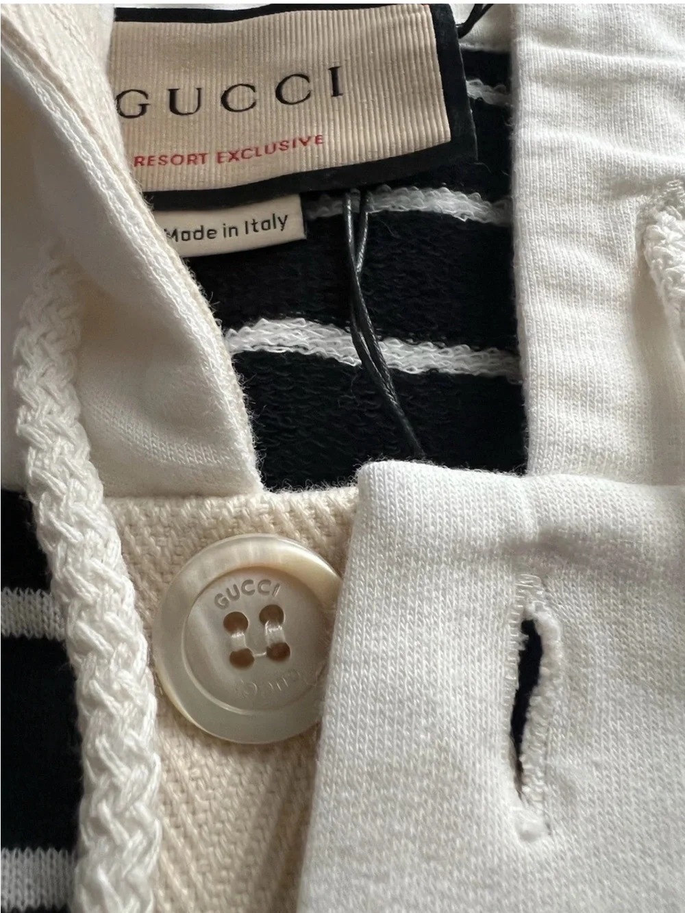 BNWT Gucci Resort Exclusive Striped Jersey Polo Sweatshirt ,Unisex XL,RT 1980.00